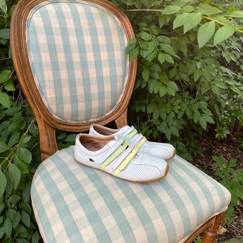 Vintage Lacoste Leather White and Multi-Pastel Sneakers